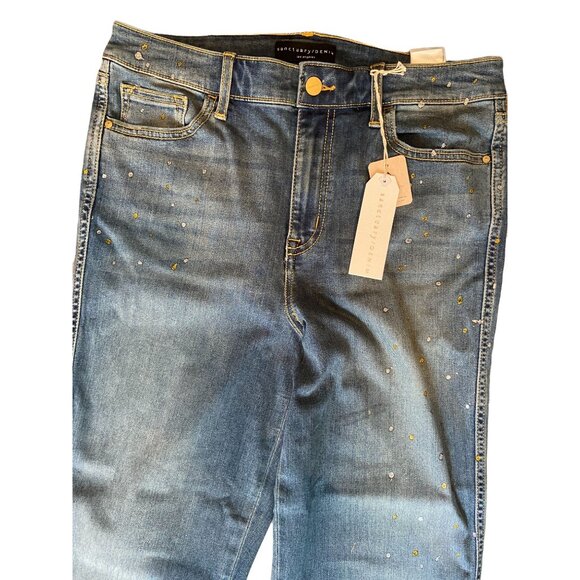 Sanctuary High-Rise Modern Straight Cropped Jeans Sparrow Blue Size 30 - Picture 2 of 8